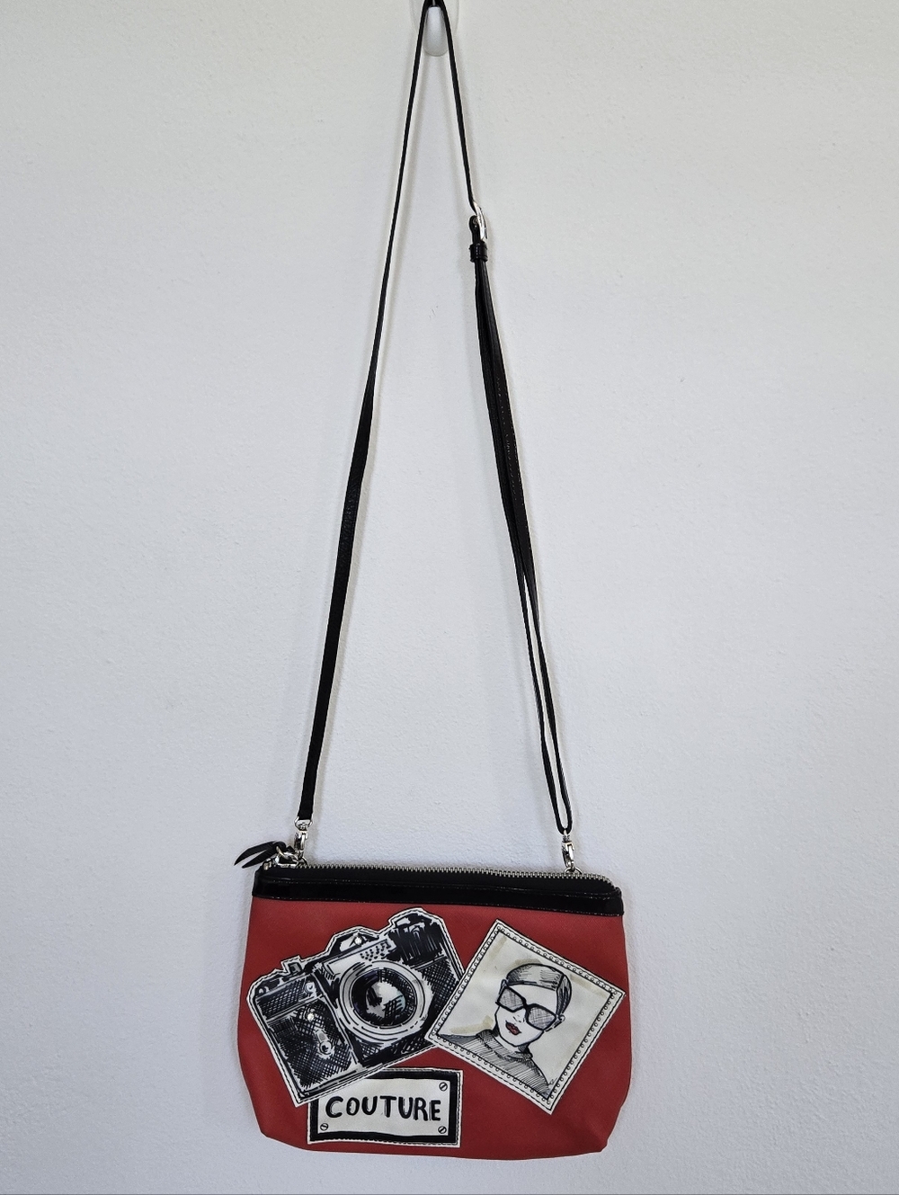 Brighton Red Crossbody Bag with Camera Photo Patch